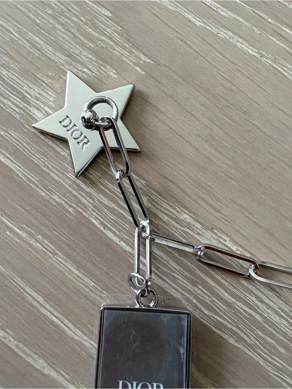 Dior Silver-Tone Star & Logo Charm Chain Phone strap